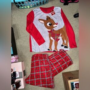 Brand New With Tags Rudolph The RedNose Reindeer Pajamas